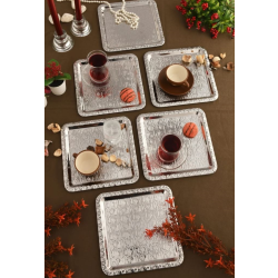 DESENLİ KARE TEPSİ GÜMÜŞ (CM-ZB0214)